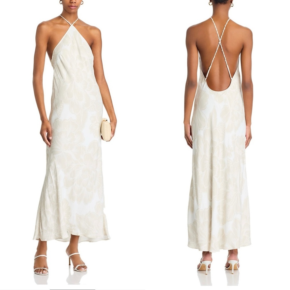 NWT FARM Rio Off White Floral Maxi Dress | Halter | XL